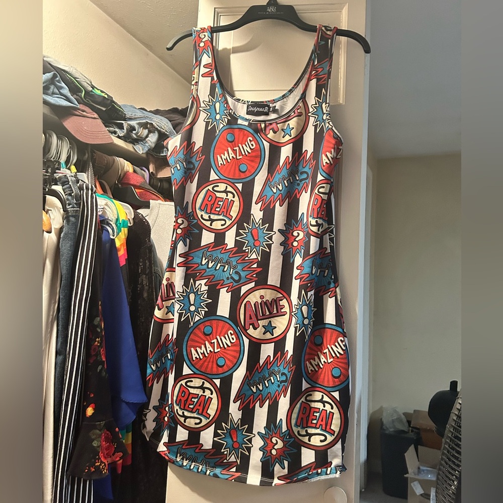 Sourpuss Multicolor Comic Print Tank Dress